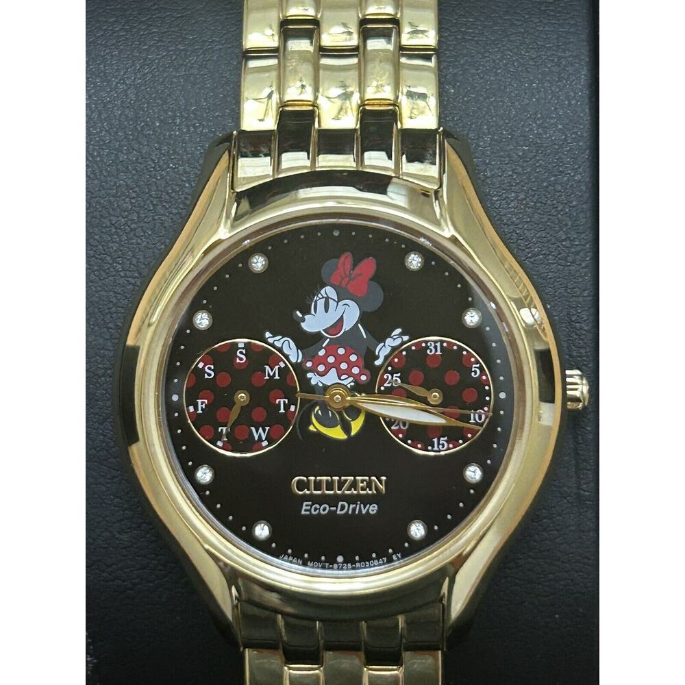 NWT and Box Citizen Gold Disney Minnie Mouse Watch